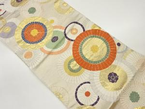 丸文に花模様織出し袋帯